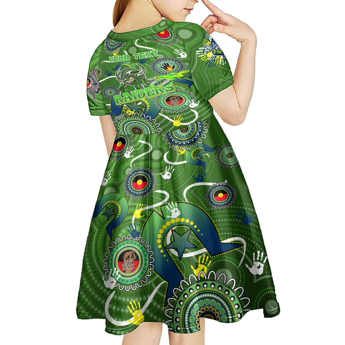 Personalised NAIDOC Week 2024 Raiders Kid Short Sleeve Dress Australia Fire Burning
