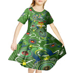 Personalised NAIDOC Week 2024 Raiders Kid Short Sleeve Dress Australia Fire Burning