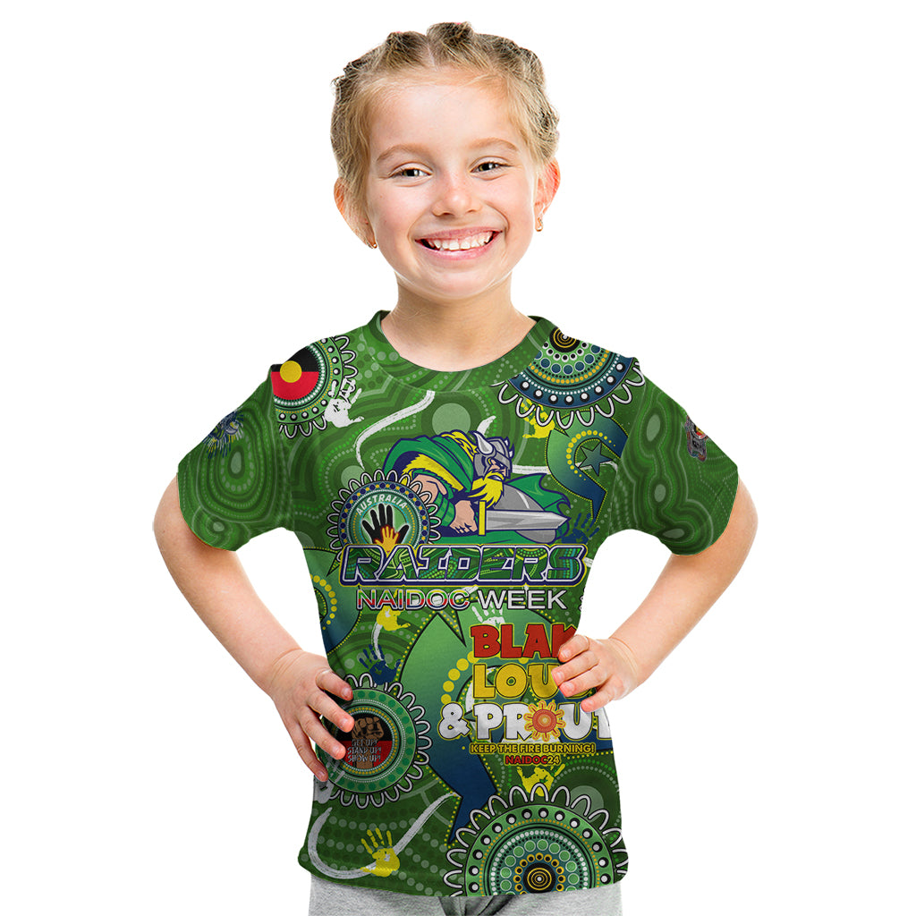 Personalised NAIDOC Week 2024 Raiders Kid T Shirt Australia Fire Burning