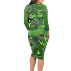 Personalised NAIDOC Week 2024 Raiders Long Sleeve Bodycon Dress Australia Fire Burning