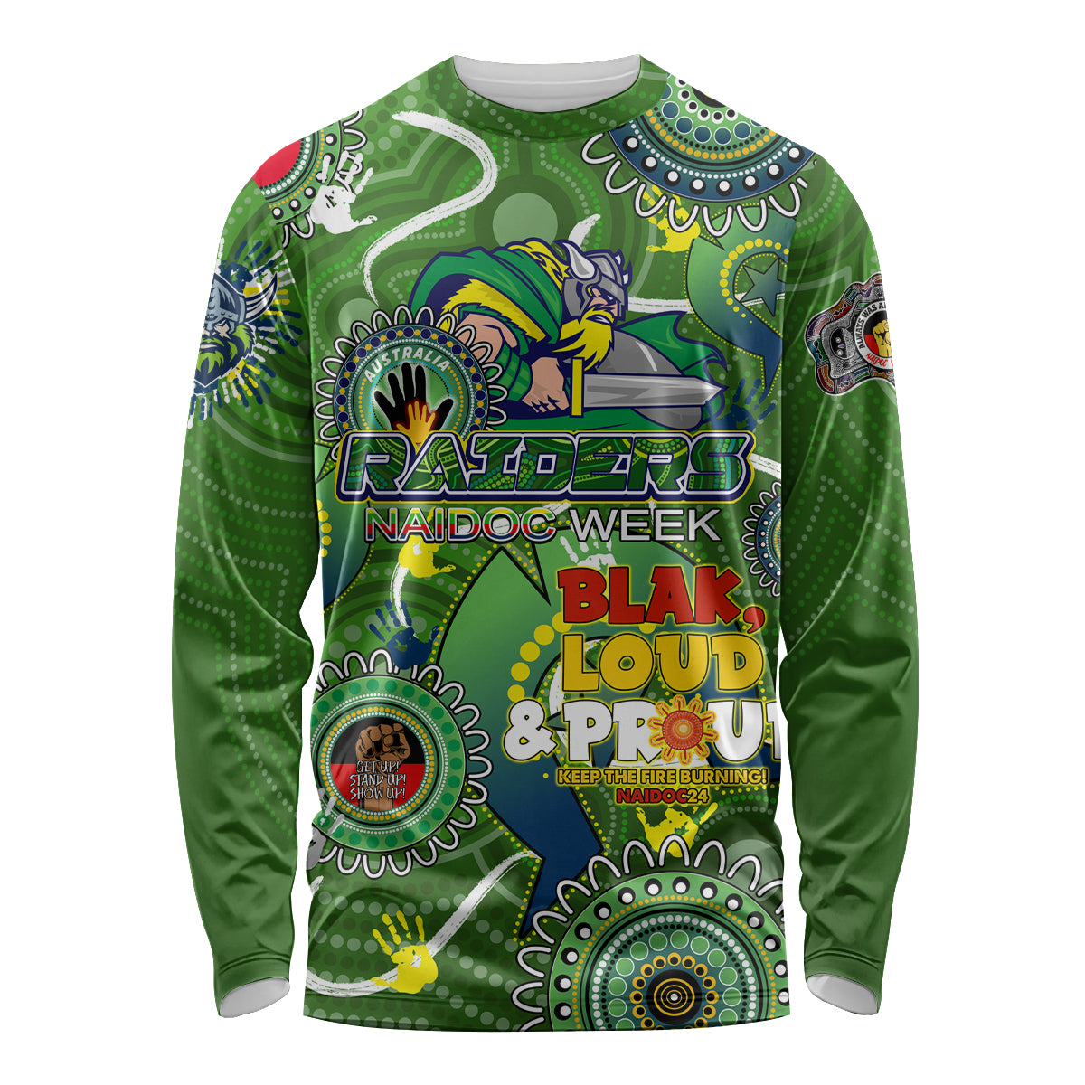 Personalised NAIDOC Week 2024 Raiders Long Sleeve Shirt Australia Fire Burning