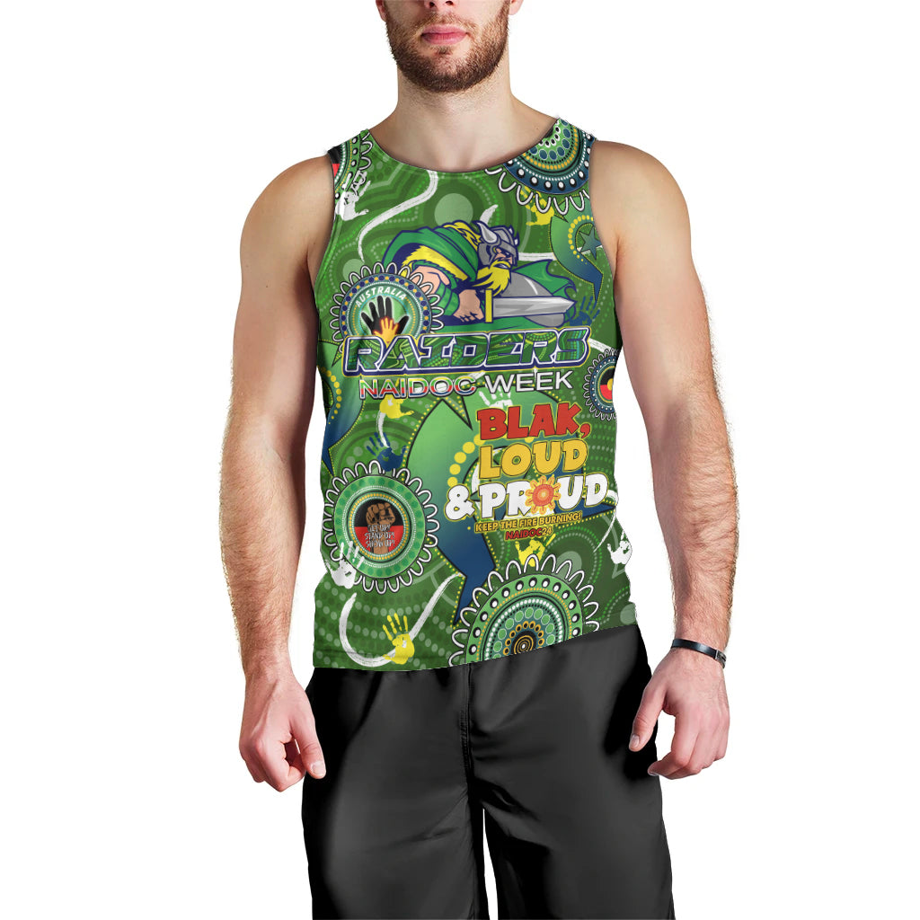 Personalised NAIDOC Week 2024 Raiders Men Tank Top Australia Fire Burning