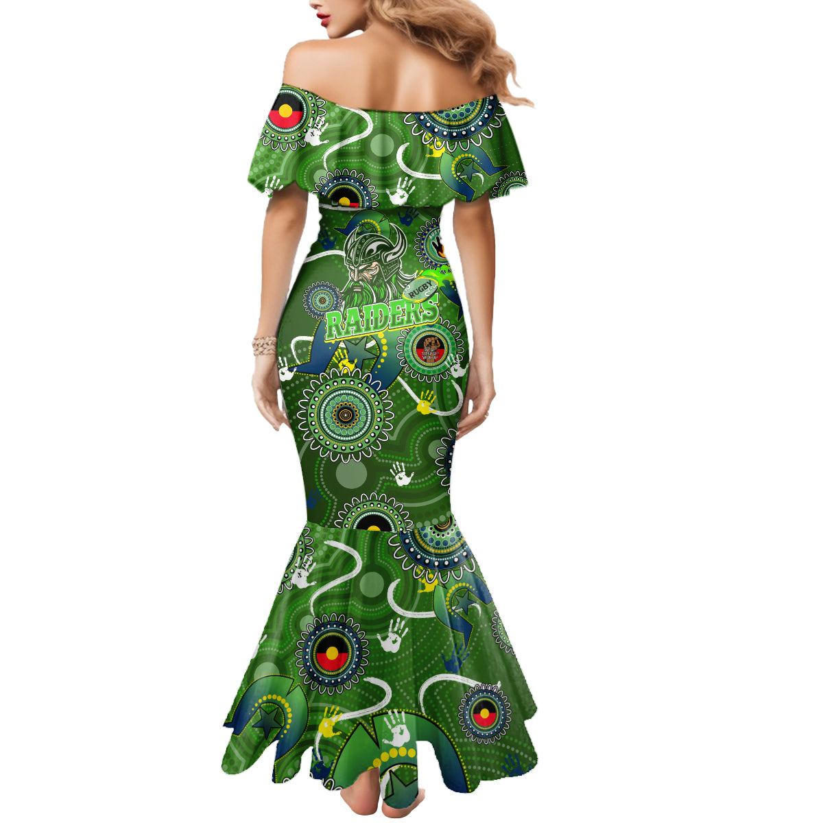 Personalised NAIDOC Week 2024 Raiders Mermaid Dress Australia Fire Burning