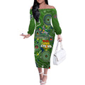 Personalised NAIDOC Week 2024 Raiders Off The Shoulder Long Sleeve Dress Australia Fire Burning