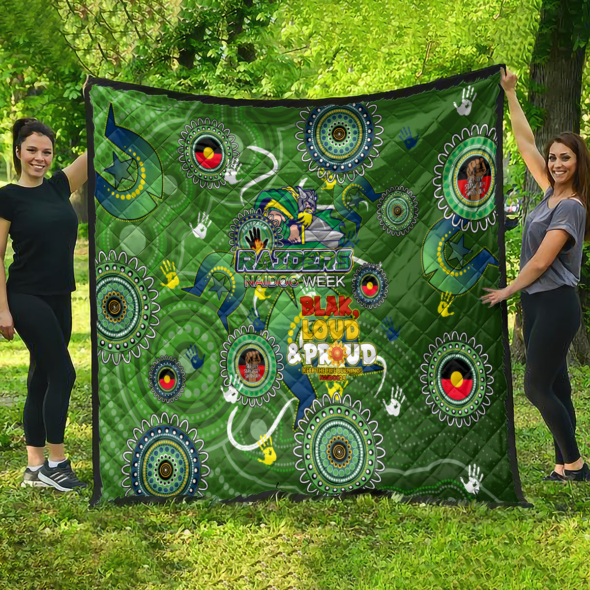 Personalised NAIDOC Week 2024 Raiders Quilt Australia Fire Burning