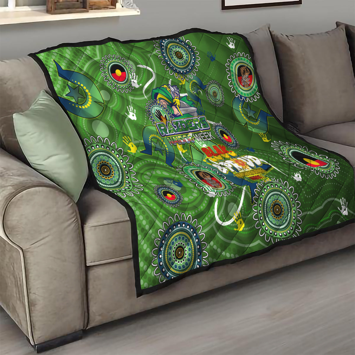 Personalised NAIDOC Week 2024 Raiders Quilt Australia Fire Burning