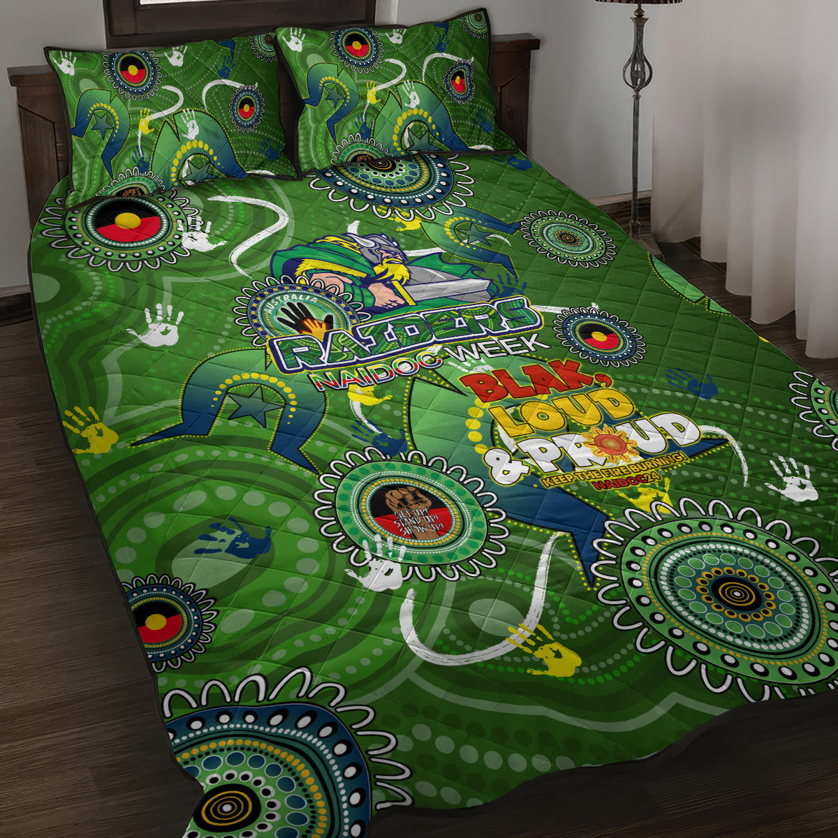 Personalised NAIDOC Week 2024 Raiders Quilt Bed Set Australia Fire Burning