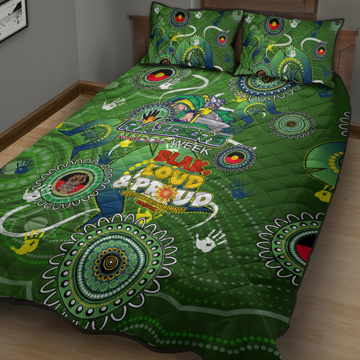 Personalised NAIDOC Week 2024 Raiders Quilt Bed Set Australia Fire Burning