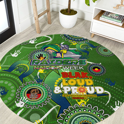Personalised NAIDOC Week 2024 Raiders Round Carpet Australia Fire Burning