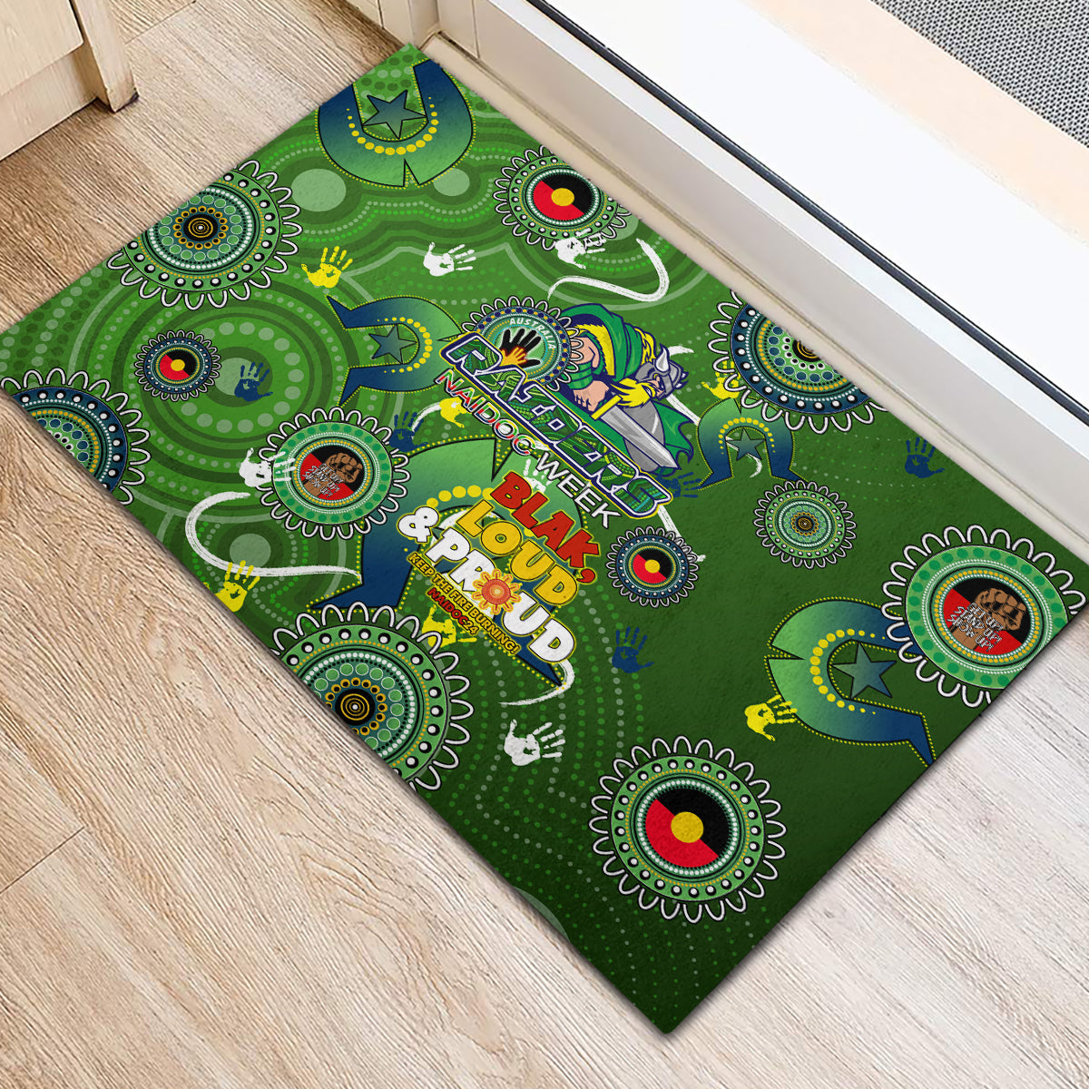 Personalised NAIDOC Week 2024 Raiders Rubber Doormat Australia Fire Burning