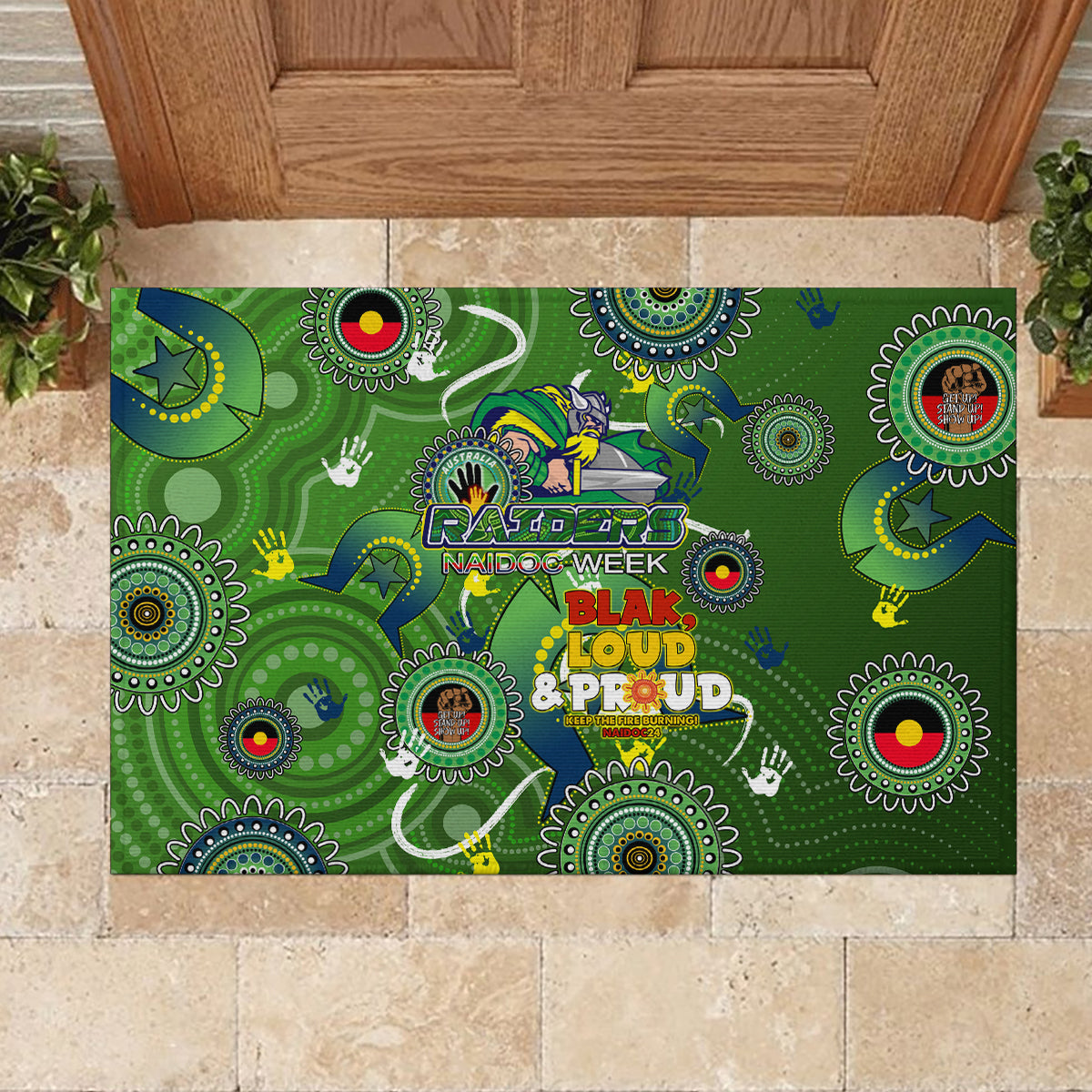 Personalised NAIDOC Week 2024 Raiders Rubber Doormat Australia Fire Burning