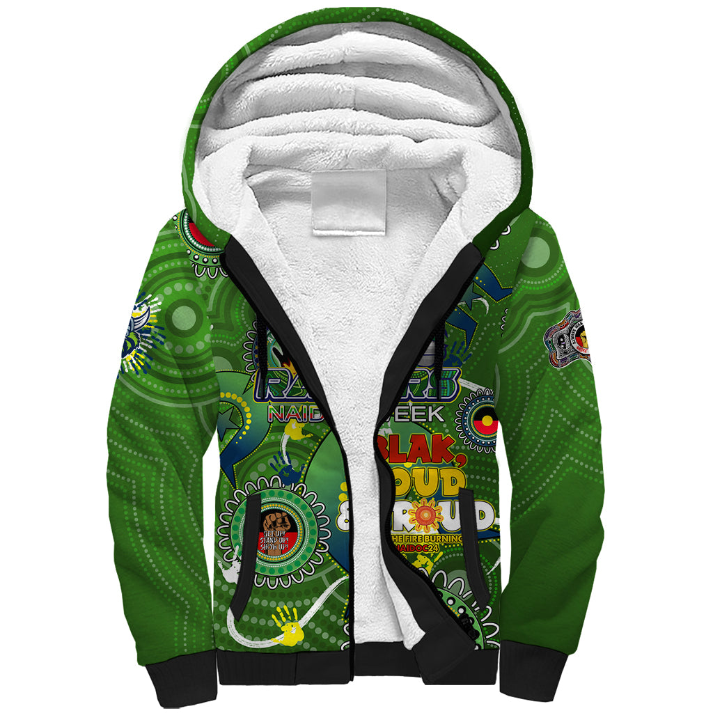 Personalised NAIDOC Week 2024 Raiders Sherpa Hoodie Australia Fire Burning