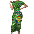 Personalised NAIDOC Week 2024 Raiders Short Sleeve Bodycon Dress Australia Fire Burning