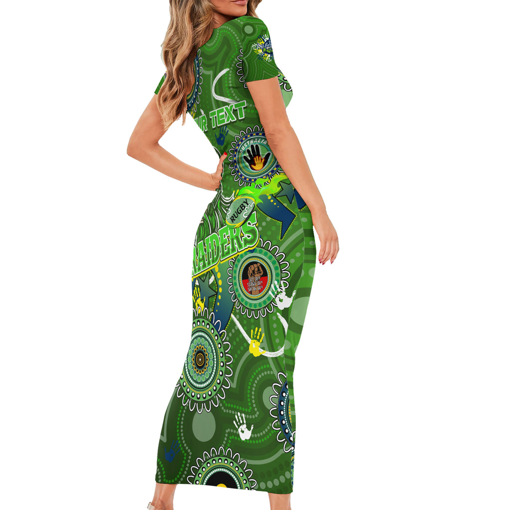 Personalised NAIDOC Week 2024 Raiders Short Sleeve Bodycon Dress Australia Fire Burning