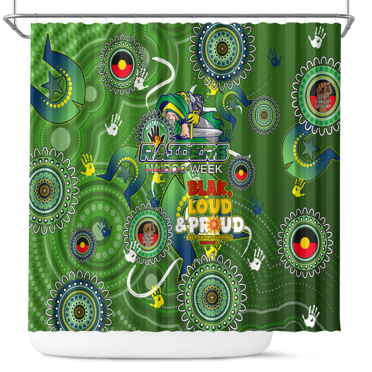 Personalised NAIDOC Week 2024 Raiders Shower Curtain Australia Fire Burning