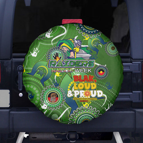 Personalised NAIDOC Week 2024 Raiders Spare Tire Cover Australia Fire Burning