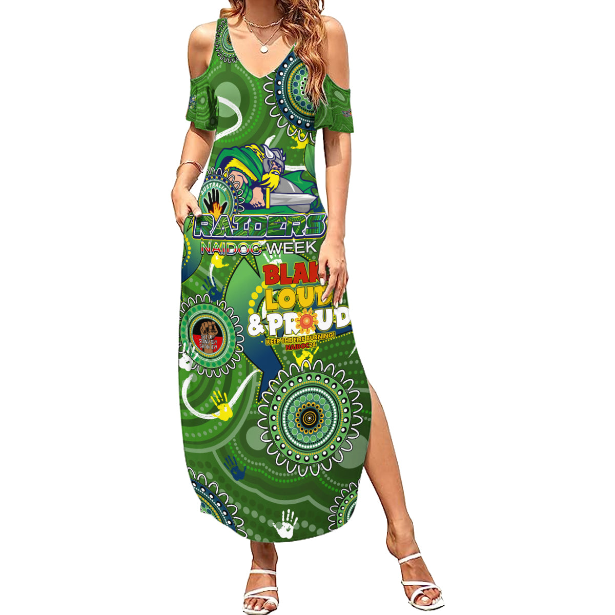 Personalised NAIDOC Week 2024 Raiders Summer Maxi Dress Australia Fire Burning