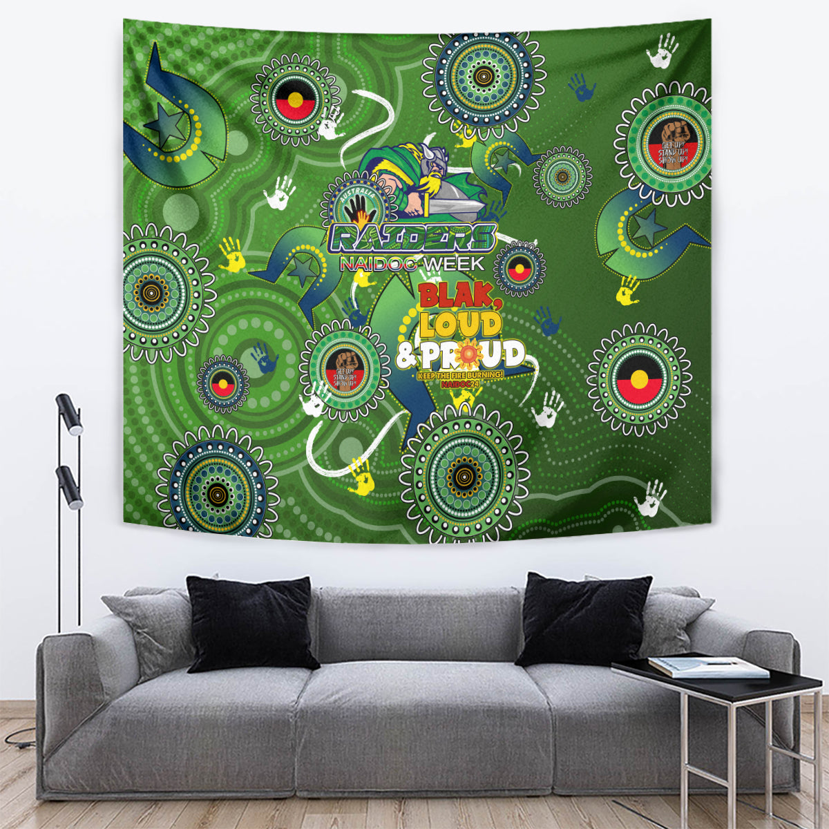 Personalised NAIDOC Week 2024 Raiders Tapestry Australia Fire Burning