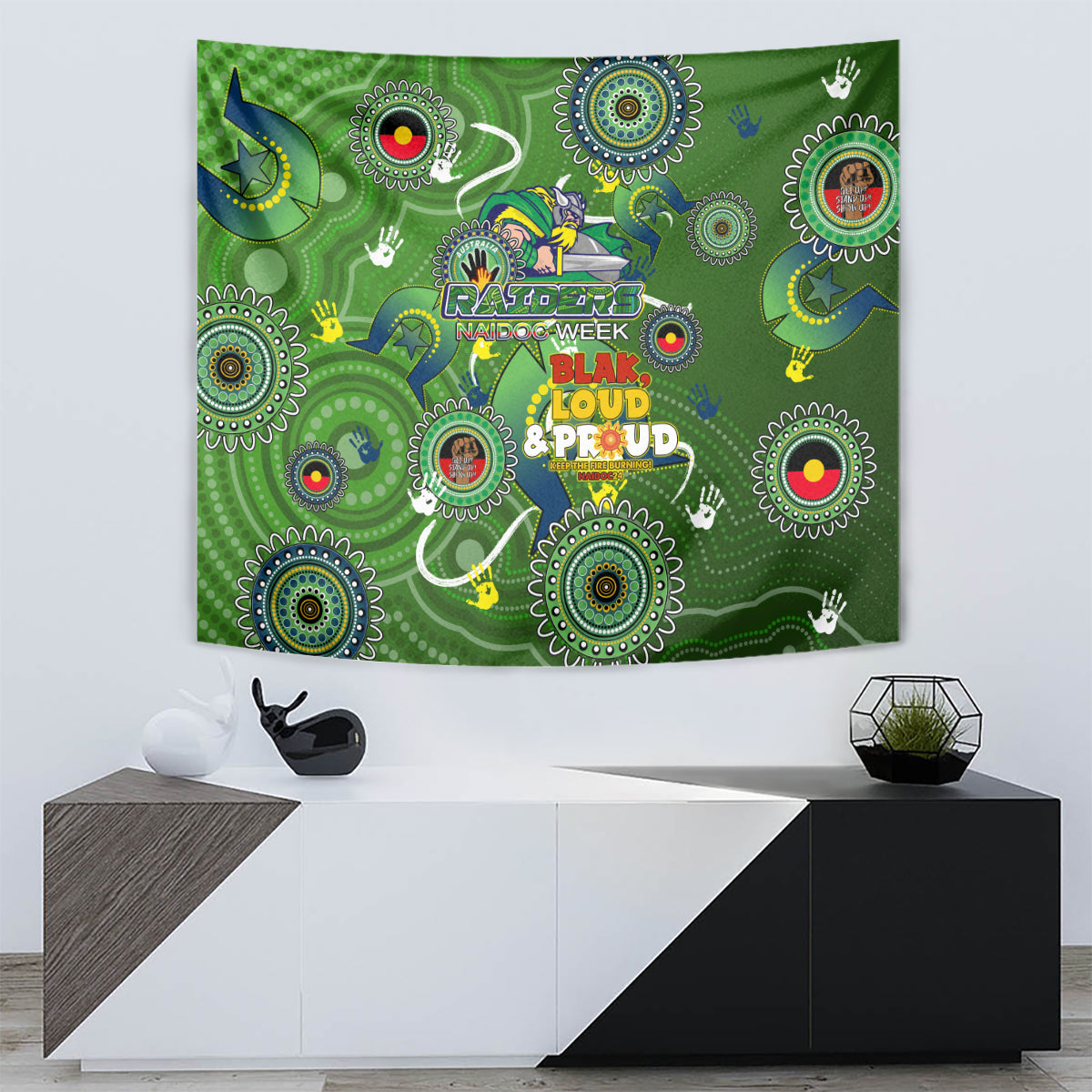 Personalised NAIDOC Week 2024 Raiders Tapestry Australia Fire Burning