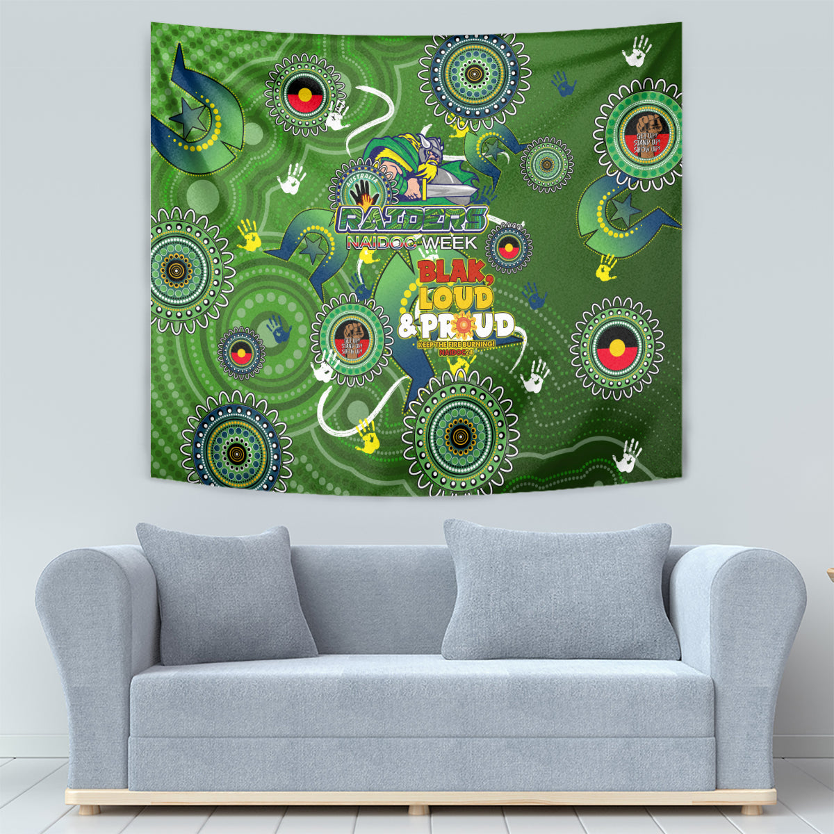 Personalised NAIDOC Week 2024 Raiders Tapestry Australia Fire Burning