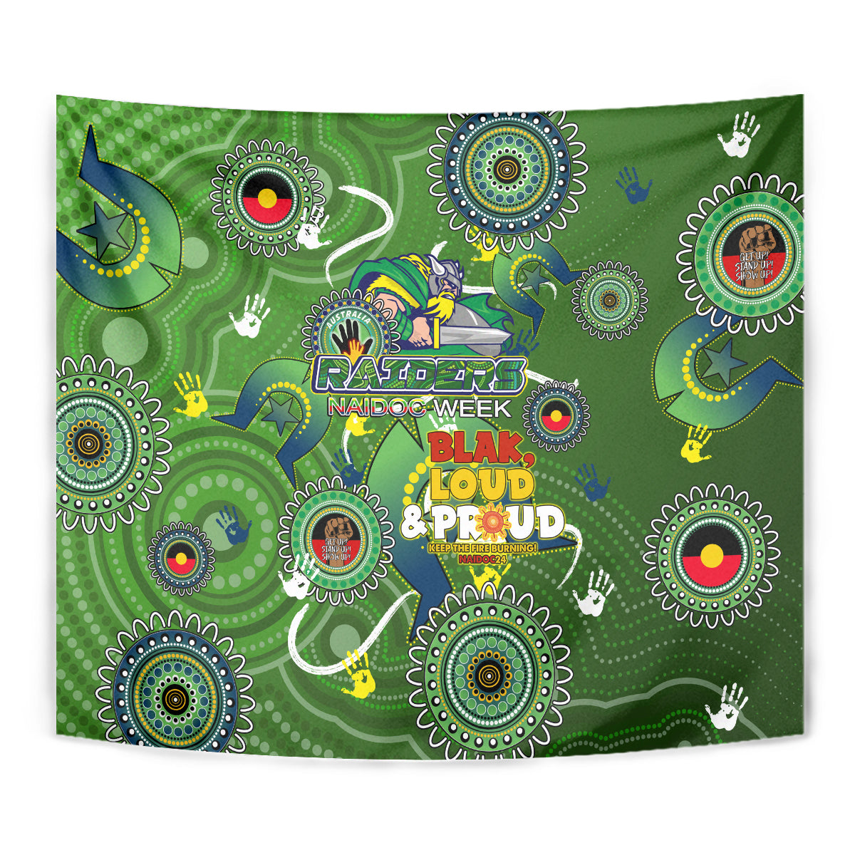 Personalised NAIDOC Week 2024 Raiders Tapestry Australia Fire Burning
