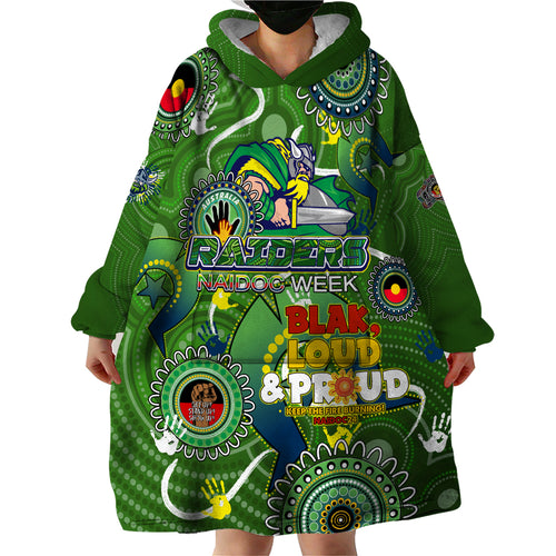 Personalised NAIDOC Week 2024 Raiders Wearable Blanket Hoodie Australia Fire Burning