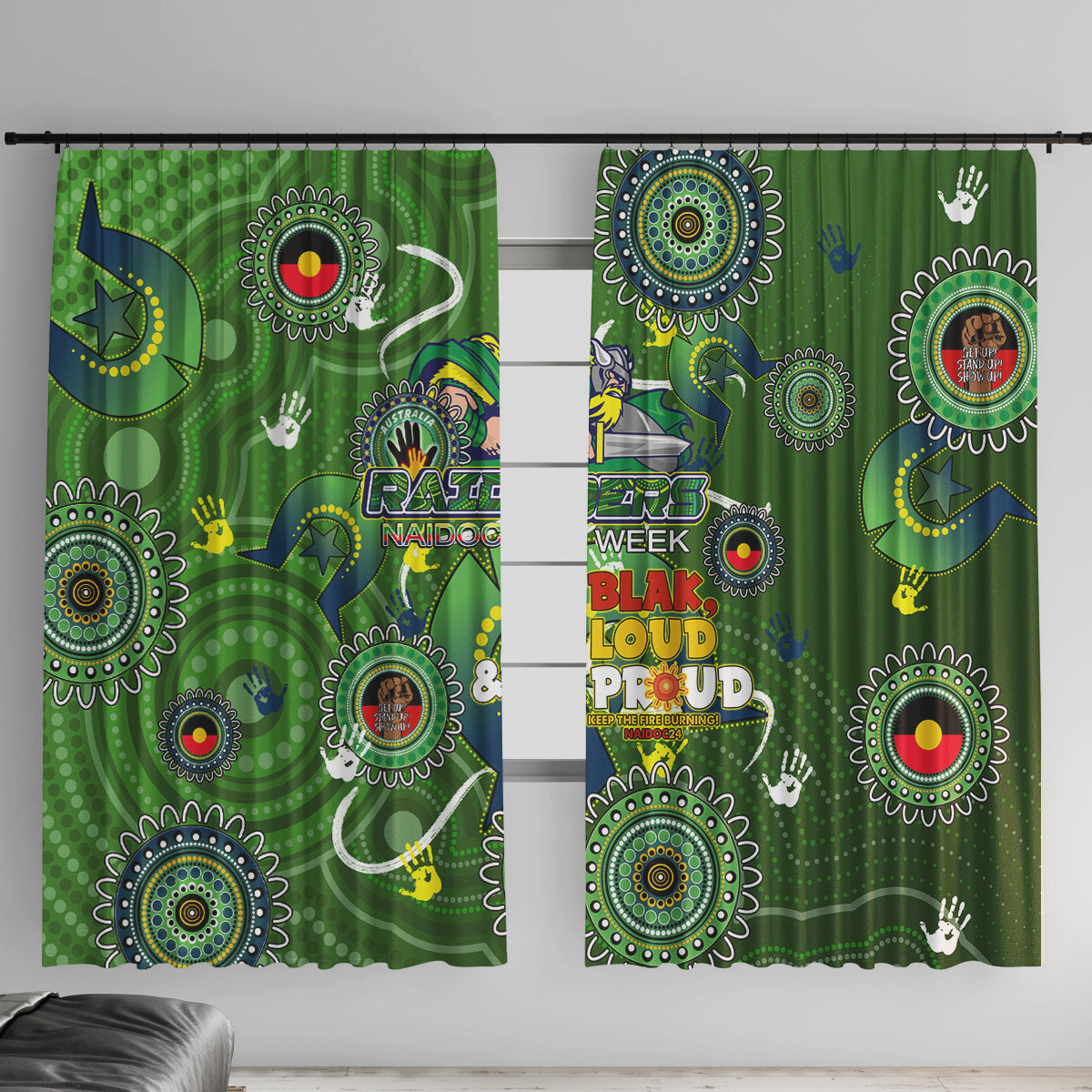 Personalised NAIDOC Week 2024 Raiders Window Curtain Australia Fire Burning