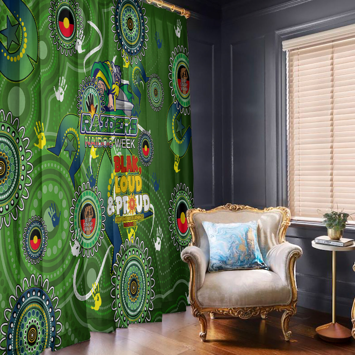 Personalised NAIDOC Week 2024 Raiders Window Curtain Australia Fire Burning