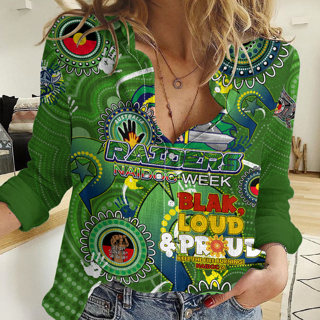 Personalised NAIDOC Week 2024 Raiders Women Casual Shirt Australia Fire Burning