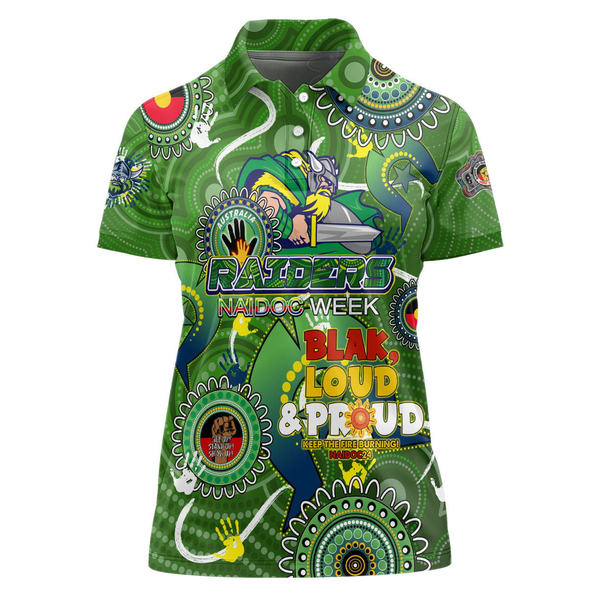 Personalised NAIDOC Week 2024 Raiders Women Polo Shirt Australia Fire Burning