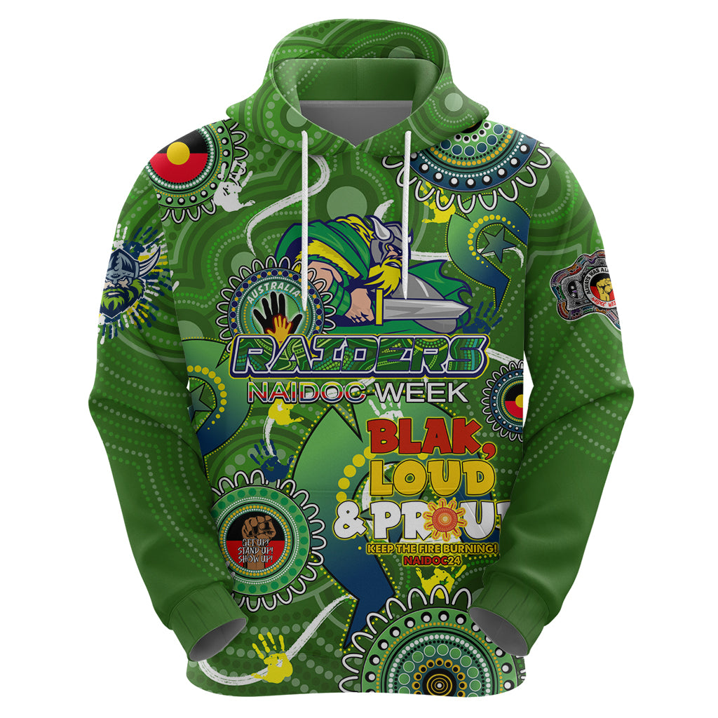 Personalised NAIDOC Week 2024 Raiders Zip Hoodie Australia Fire Burning