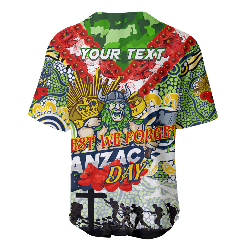 Personalised Raiders ANZAC Day Baseball Jersey Aboriginal Rising Sun