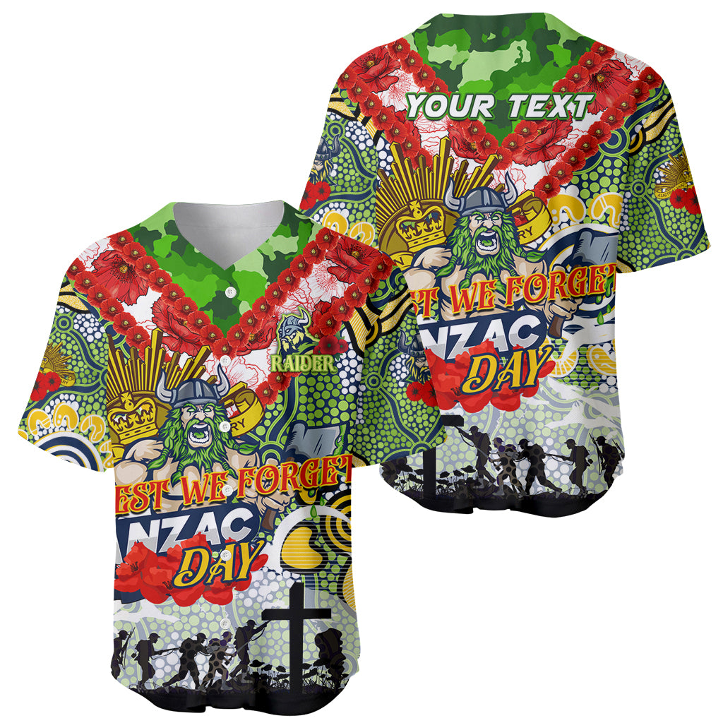 Personalised Raiders ANZAC Day Baseball Jersey Aboriginal Rising Sun
