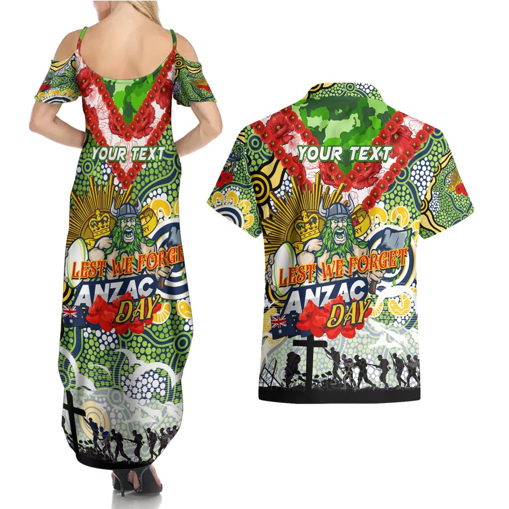 Personalised Raiders ANZAC Day Couples Matching Summer Maxi Dress and Hawaiian Shirt Aboriginal Rising Sun