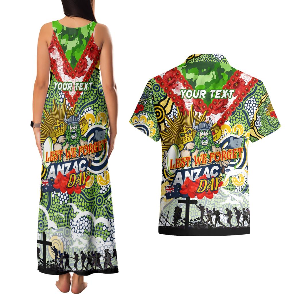 Personalised Raiders ANZAC Day Couples Matching Tank Maxi Dress and Hawaiian Shirt Aboriginal Rising Sun