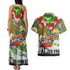 Personalised Raiders ANZAC Day Couples Matching Tank Maxi Dress and Hawaiian Shirt Aboriginal Rising Sun
