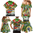 Personalised Raiders ANZAC Day Family Matching Mermaid Dress and Hawaiian Shirt Aboriginal Rising Sun