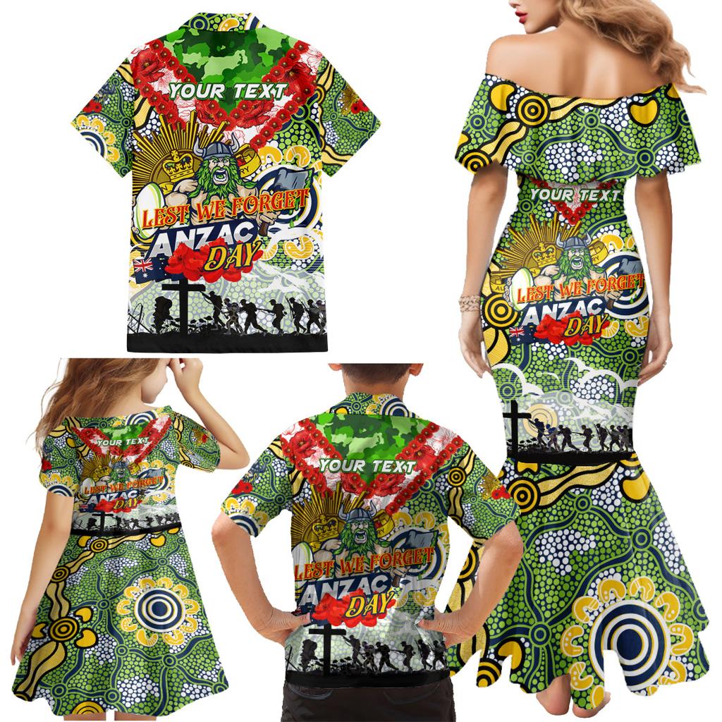 Personalised Raiders ANZAC Day Family Matching Mermaid Dress and Hawaiian Shirt Aboriginal Rising Sun