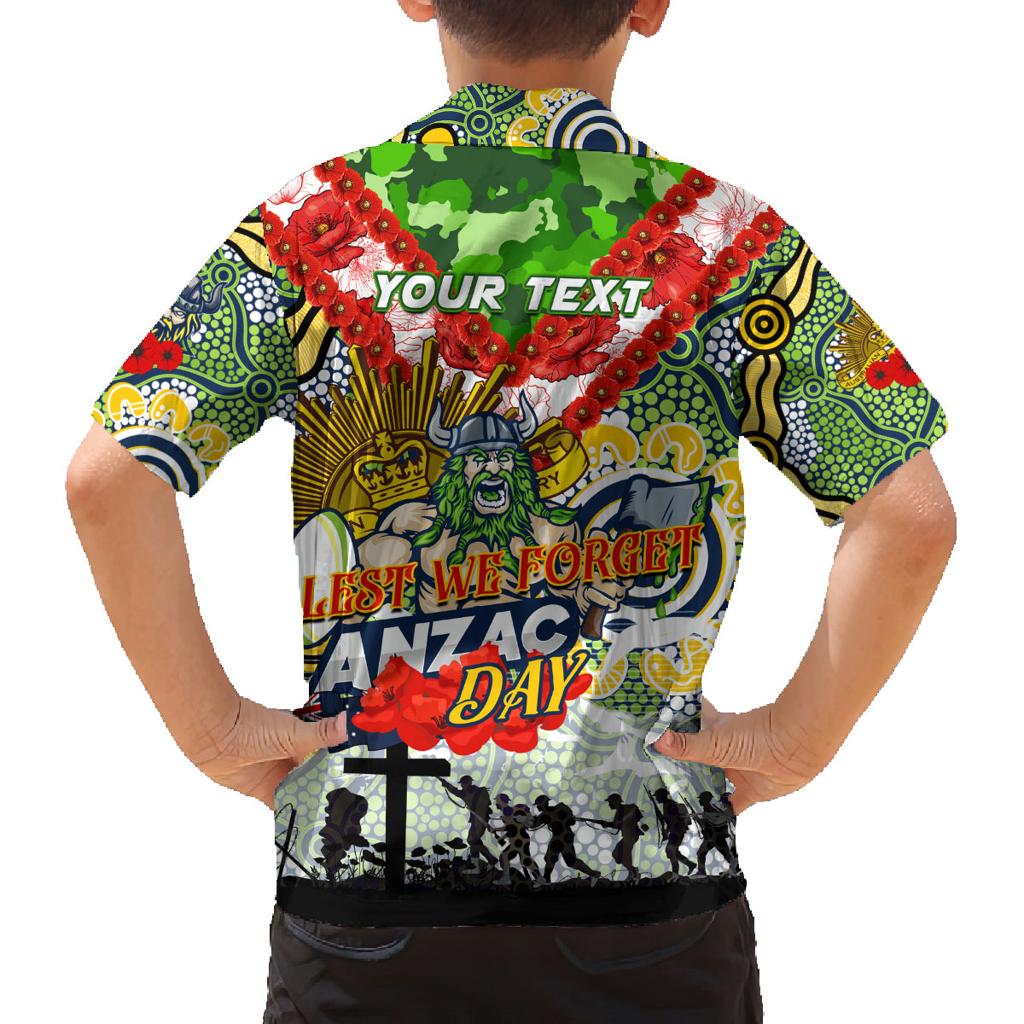 Personalised Raiders ANZAC Day Family Matching Off The Shoulder Long Sleeve Dress and Hawaiian Shirt Aboriginal Rising Sun
