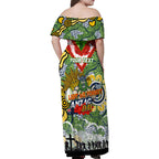 Personalised Raiders ANZAC Day Family Matching Off Shoulder Maxi Dress and Hawaiian Shirt Aboriginal Rising Sun