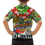 Personalised Raiders ANZAC Day Family Matching Off Shoulder Short Dress and Hawaiian Shirt Aboriginal Rising Sun