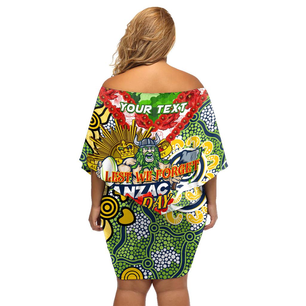 Personalised Raiders ANZAC Day Family Matching Off Shoulder Short Dress and Hawaiian Shirt Aboriginal Rising Sun