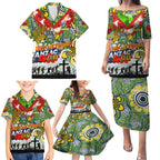 Personalised Raiders ANZAC Day Family Matching Puletasi and Hawaiian Shirt Aboriginal Rising Sun