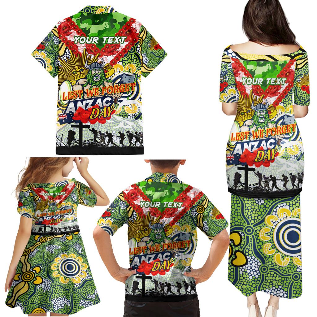 Personalised Raiders ANZAC Day Family Matching Puletasi and Hawaiian Shirt Aboriginal Rising Sun