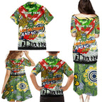 Personalised Raiders ANZAC Day Family Matching Puletasi and Hawaiian Shirt Aboriginal Rising Sun