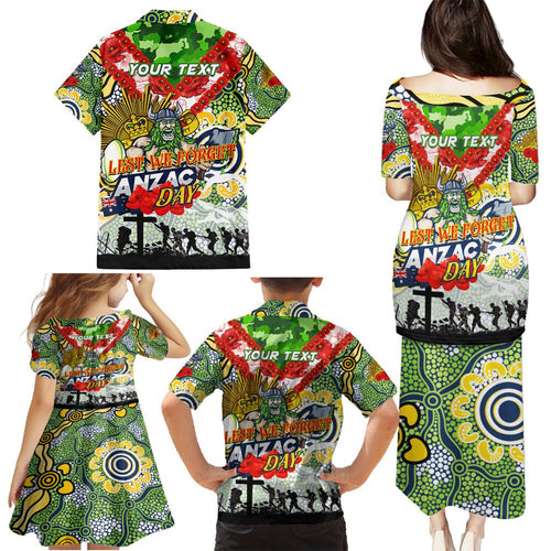 Personalised Raiders ANZAC Day Family Matching Puletasi and Hawaiian Shirt Aboriginal Rising Sun