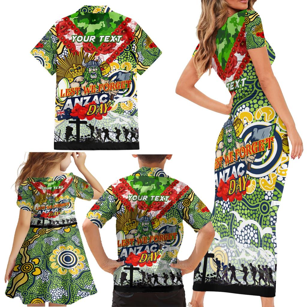 Personalised Raiders ANZAC Day Family Matching Short Sleeve Bodycon Dress and Hawaiian Shirt Aboriginal Rising Sun
