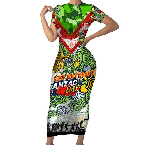 Personalised Raiders ANZAC Day Family Matching Short Sleeve Bodycon Dress and Hawaiian Shirt Aboriginal Rising Sun