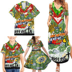 Personalised Raiders ANZAC Day Family Matching Summer Maxi Dress and Hawaiian Shirt Aboriginal Rising Sun