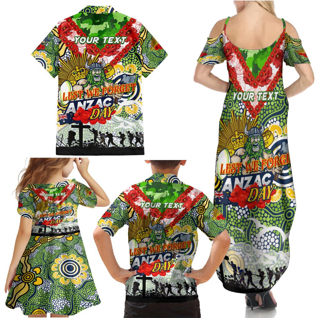 Personalised Raiders ANZAC Day Family Matching Summer Maxi Dress and Hawaiian Shirt Aboriginal Rising Sun
